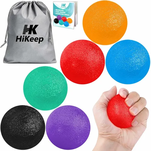 HiKeep Pelotas de estrés para adultos (paquete de 6), pelota de estrés, dispositivos para fortalecer las manos, ejercitadores de mano para la