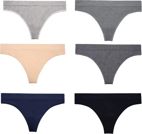 Miniatura 3 de Nowketon - Tanga para mujer sin costuras no se transparenta ropa interior de nailon elástico y elastano