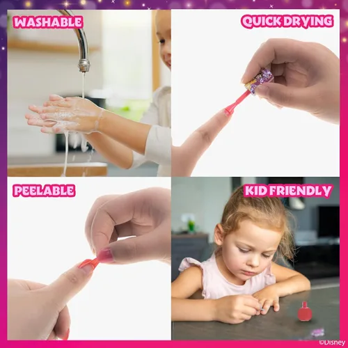 Miniatura 5 de Townley Girl Disney Princess Belle - Juego de 18 esmaltes de uñas a base de agua, secado rápido y despegable, juego de pintura de uñas para niñas