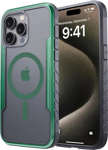 Miniatura 67 de Tigowos - Funda magnética para iPhone 15, resistente a las caídas, sensación de piel mate, a prueba de golpes, delgada, negro mate