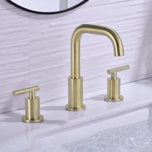 Miniatura 3 de TRUSTMI - Grifo de baño de 2 manijas de 8 pulgadas de latón, grifo de lavabo de baño de 3 agujeros extendido con boquilla giratoria de 360 grados