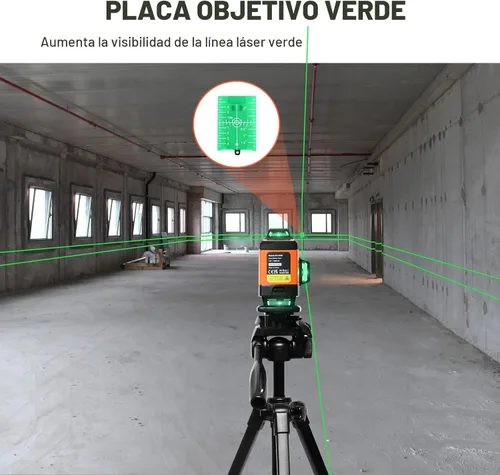 Miniatura 6 de DOVOH Nivel láser de 4 x 360 ° autonivelante, nivelador láser de 16 líneas para construcción de pavimentos y techo recargable, haz verde, soporte