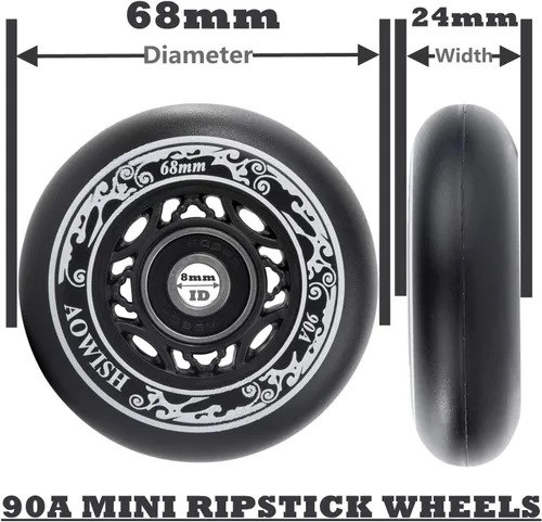 Miniatura 5 de Ruedas Ripstik de 2.677 in de 2.677 in, ruedas Ripstick 90a, ruedas de repuesto de 2 ruedas con rodamientos ABEC-9 para mini Ripstik/Carving Negro