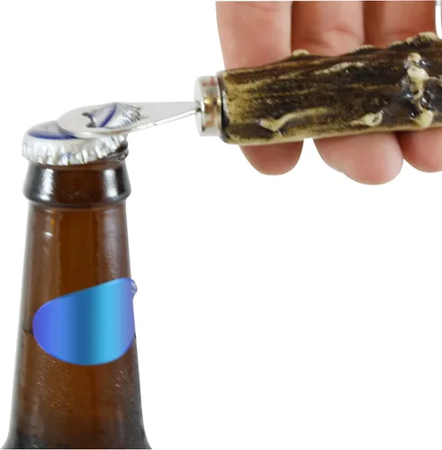 Miniatura 7 de Pine Ridge Abrebotellas magnético con mango de asta de ciervo – cuernos sintéticos bellamente pintados a mano y hechos a mano para abridor de nevera