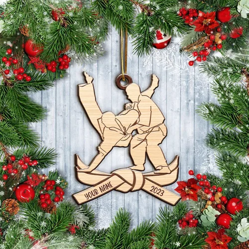 Miniatura 11 de Adorno personalizado de Jiu Jitsu, decoración de árbol de Navidad de artes marciales, regalo de recuerdo navideño BJJ para niños, adolescentes, On63