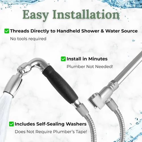 Miniatura 7 de High Sierra® - Manguera de ducha de acero inoxidable sin plomo con tubo interior de silicona resistente a la bio-película. Extremadamente fuerte