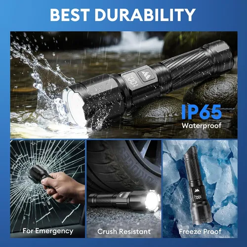 Miniatura 6 de Linterna UV WdtPro de 395 nm súper brillante, luz negra recargable con pantalla LCD, luz UV IP65 zoomable con clip, potente luz negra portátil