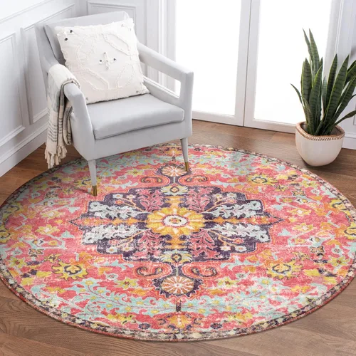 Miniatura 79 de Lahome Alfombra bohemia con medallón floral, 4 x 6 pies, color verde azulado, suave, lavable, antideslizante, apta para mascotas, alfombra