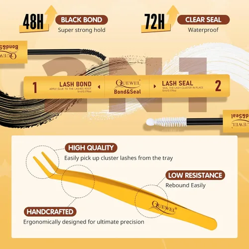 Miniatura 4 de QUEWEL Kit de extensión de pestañas DIY, racimos de pestañas 3D con 280 piezas, racimos de pestañas mixtas de 10-16 mm (30+40+50D), pinzas