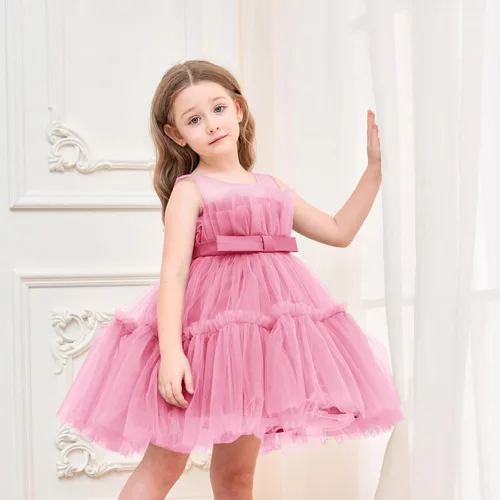Miniatura 2 de Miipat Vestido de niña de flores para bebé, boda, fiesta, tul, princesa, vestido de baile, vestido formal con lazo para la cabeza