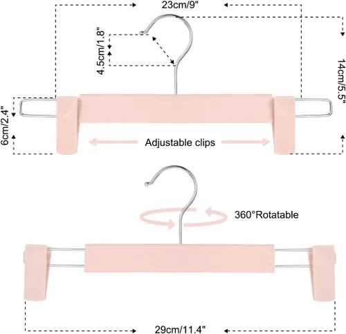 Miniatura 3 de GUANJUNE Perchas para pantalones, soportes para faldas que ahorran espacio con ganchos giratorios de 360°, clips ajustables, perchas para Rosa
