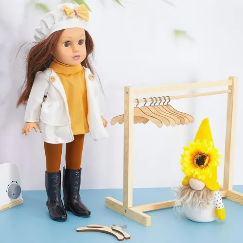 Miniatura 5 de Civaner Perchero de ropa de muñecas con colgador de madera para ropa de muñecas de 18 pulgadas, mini perchas para armario, accesorios de muebles