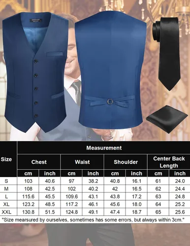 Miniatura 7 de COOFANDY Conjunto de chaleco de 3 piezas para hombre, casual, de negocios, con corbata