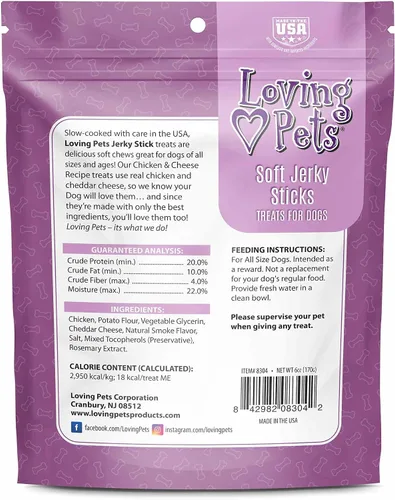 Miniatura 2 de Loving Pets - Golosinas para perros masticables suaves (forma de palo, receta de pollo y queso) hechas en EE.UU