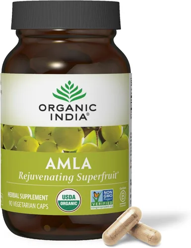 ORGANIC INDIA Amalaki Suplemento vitamínico a base de hierbas, apoyo inmunológico, vitamina C, vegano, sin gluten, kosher, ayurvédico, antioxidante,