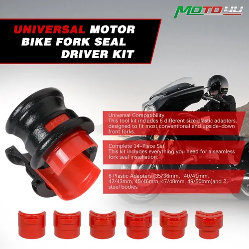 Miniatura 2 de MOTO4U Kit de controlador de sello de horquilla de moto, herramienta universal de sello de horquilla de motocicleta con 12 destornilladores