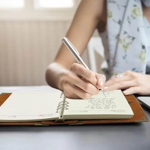 Miniatura 4 de Cuaderno A5 de cuero forrado con 12 marcadores, 6 anillas, planificador A5, cuaderno recargable, bloc de notas, diarios de escritura para niñas