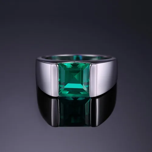 Miniatura 3 de JewelryPalace Men's Square 2-3ct Natural Smoky Quartz Created Ruby Alexandrite Sapphire Simulated Emerald Engagement Ring, 14K White Gold Plated 925