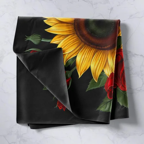 Miniatura 2 de Manfei Tapiz de girasol amarillo con rosas rojas para colgar en la pared, decoración de habitación de niños y niñas, tapiz de acuarela floral