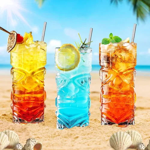 Miniatura 3 de Juego de vasos Tiki transparentes de 8 a 14 onzas, modernos vasos de cóctel Tiki perfectos para cócteles exóticos, Mai Tai, cócteles