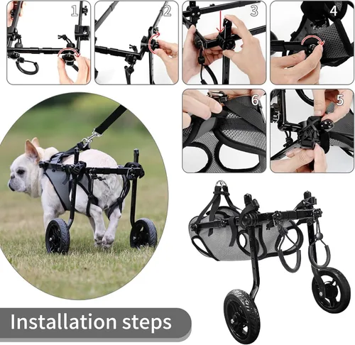 Miniatura 8 de Silla de ruedas para perros para patas traseras, carrito de ruedas ligero para perros con patas traseras para discapacitados, ajustable