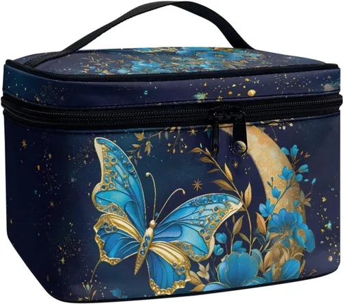 Miniatura 32 de Flashideas Bolsa de maquillaje para cosméticos Almacenamiento vertical Bolsa de maquillaje de viaje de gran capacidad, Caballo Azteca 1