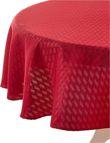 Miniatura 7 de Violet Linen Christmas Novelties - Manteles jacquard de poliéster con patrón de rayas acanaladas, 70 pulgadas, redondos, color verde