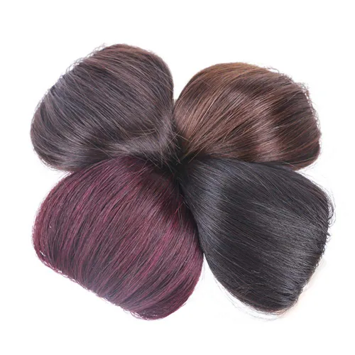 Miniatura 3 de Peluca de cabello humano con clip para cabeza gruesa y recta, para mujer, peinados de 4.7 in/2 clips, marrón oscuro