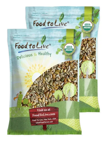 Miniatura 8 de Food to Live Mezcla orgánica de semillas de girasol y calabaza tostadas en seco con sal del Himalaya, 1 libra - Asado al horno, ligeramente salado