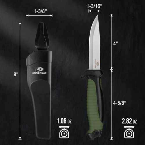 Miniatura 3 de Mossy Oak Cuchillo de hoja fija para exteriores con funda, hoja de punto de caída de acero inoxidable de 4 pulgadas, cuchillos al aire libre