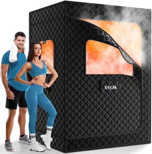 X-Vcak Sauna para 2 personas, sauna portátil con 5 capas impermeables, tienda de campaña de sauna de vapor portátil con 2 vapores, 2 sillas
