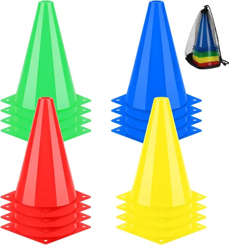 Miniatura 11 de BiAnYC Conos de tráfico de plástico de 7 pulgadas para entrenamiento deportivo, juego de 10, 5 colores (naranja/amarillo/rojo/azul/verde)