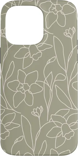 Miniatura 21 de Poppy Flower Line Art Modern Leaves Boho Artichoke Green Case for iPhone 17