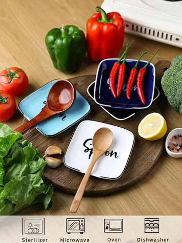 Miniatura 3 de GDCZ Soporte de cuchara de cerámica para estufa de 4.75 pulgadas, soporte de cuchara grande para encimera de cocina, cuchara moderna para granja