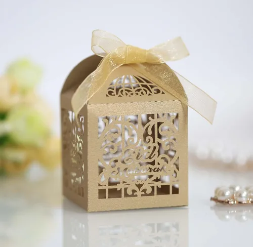 Miniatura 12 de Paquete de 50 cajas de dulces de boda con corazones cortados con láser, cajas de regalo pequeñas para bodas, despedidas de soltera, aniversarios, 01
