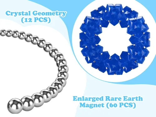 Miniatura 3 de RoomyRoc Esferas Magnéticas Antiestrés con Imanes - Cristal Diamante Azul - Juguetes Magnéticos Antiestrés - Juego de 12 Piezas - Creatividad Más