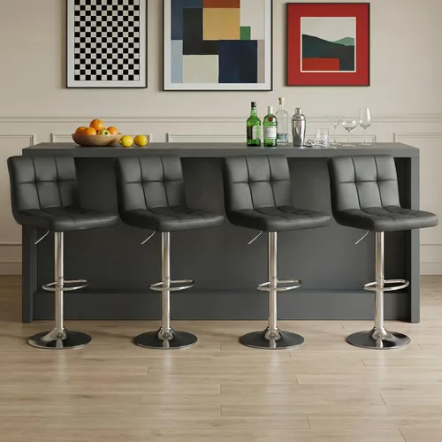 DUMOS Juego de 4 Taburetes de Bar, Taburetes de Bar de Altura de Mostrador de 24 Pulgadas, Taburetes Modernos de Cocina Tapizados con Base de Metal,