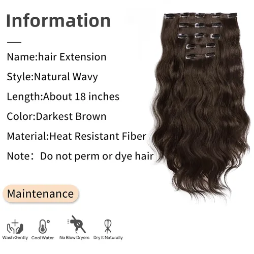 Miniatura 2 de Extensiones rubias onduladas con clip, de 18 pulgadas de largo, sintéticas, invisibles, gruesas, postizas, para mujeres, 5 piezas, rizadas, suaves