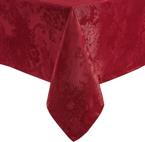 Miniatura 15 de Elrene Home Fashions Poinsettia Elegance - Servilletas de cena de tela jacquard para Navidad y vacaciones, juego de 4, 17"x17", rojo