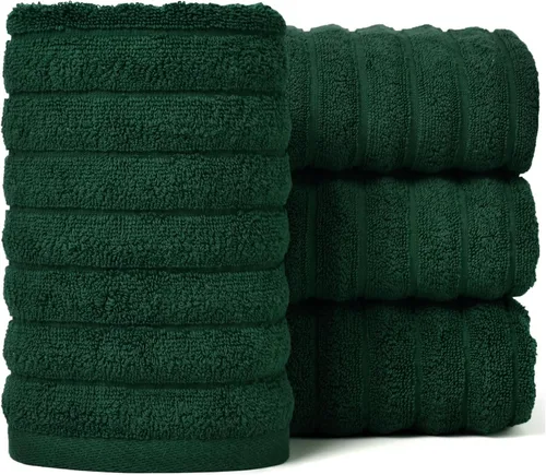 Miniatura 12 de Jacquotha Paquete de 2 toallas de mano de baño (negra) acanaladas, toallas faciales de algodón para habitación de invitados y spa, 13 x 29 pulgadas