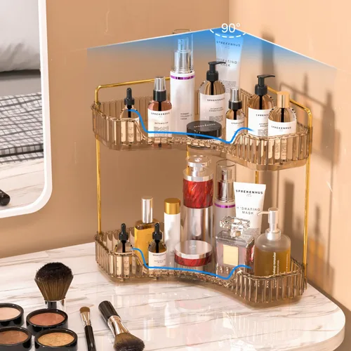 Miniatura 6 de GTI Organizador de maquillaje de 2 niveles, organizador de encimera de baño de gran capacidad, organizador de perfumes, cosméticos para el cuidado