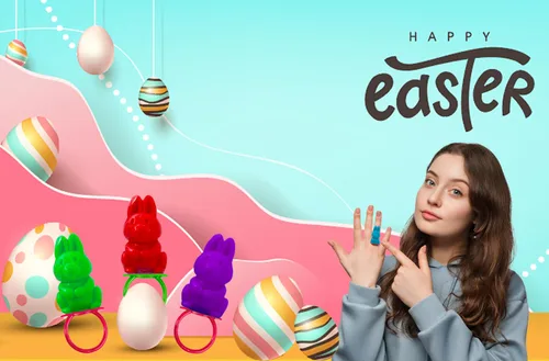 Miniatura 3 de Fruidles Anillos de caramelo de conejo de Pascua, caramelos duros de colores surtidos, envueltos individualmente (paquete de 12)