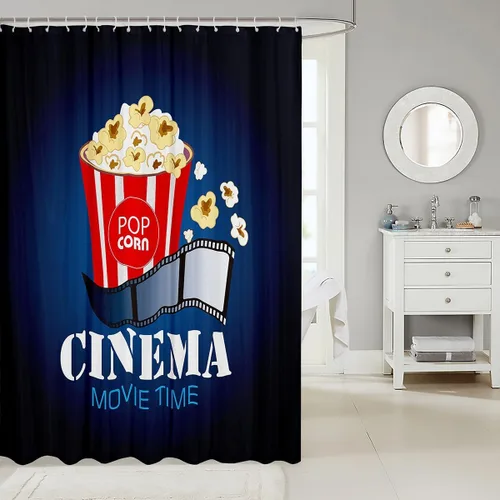 Miniatura 2 de Homewish Cortina de ducha con diseño de perros, juego de cortina de ducha de automóvil verde para niños y adultos, cortina de baño de verano