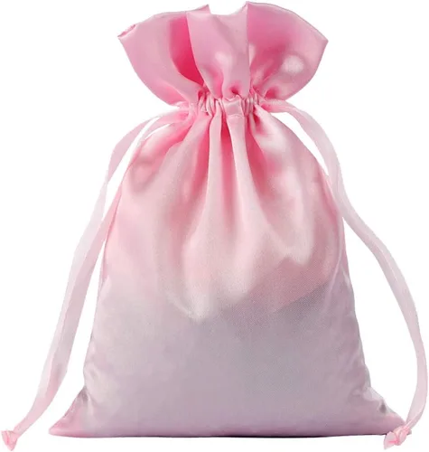 AKLVBL - Paquete de 30 bolsas de regalo de satén rosa de 6 x 9.5 pulgadas, bolsa con cordón para joyas, bolsas de recuerdo de boda, bolsas de baby