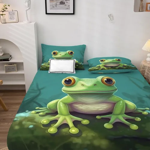 Miniatura 3 de Frog Sheets California King - Sábanas de cama de anfibios tropicales, microfibra suave con bolsillo profundo, sábanas y fundas de almohada, 1 sábana