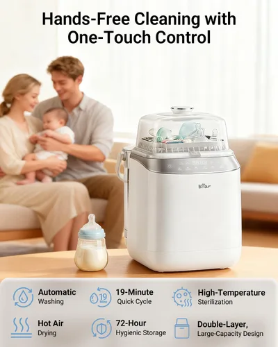Miniatura 6 de Lavadora de Biberones Bear Pro, Lavadora y Esterilizador y Secador de Biberones - Todo en una Máquina para Biberones, Piezas de Bomba y Artículos