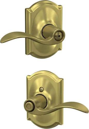 Miniatura 97 de SCHLAGE - Manija de puerta Accent con cerradura de paso libre para pasillo y armario en bronce antiguo - F10 ACC 716 Bronce Envejecido