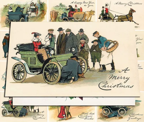 Miniatura 5 de PIXILUV Tarjetas de Navidad con Nieve Navideñas 12 Tarjetas Grandes ~ Navidad Blanca con Familia ~ Tarjetas Postales Navideñas Vintage Reimpresión