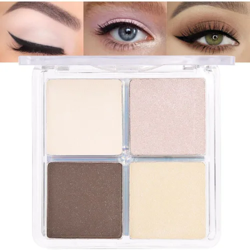 Miniatura 21 de evpct Paleta cuádruple de sombras de ojos marrón nude, brillante nude champán, dorado, marrón, cacao, brillantina, metálico, mate, alto pigmento