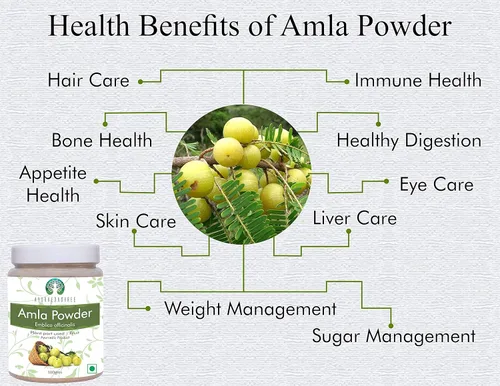 Miniatura 4 de AYURVEDASHREE Amla Fruit Powder (Amalaki) 3.53 oz Forma de polvo Rico en vitamina C antioxidante Vegano 100% crudo de la India Emblica